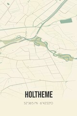 Retro Dutch city map of Holtheme located in Overijssel. Vintage street map.