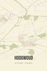 Obraz premium Retro Dutch city map of Hoogwoud located in Noord-Holland. Vintage street map.