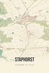 Retro Dutch city map of Staphorst located in Overijssel. Vintage street map.