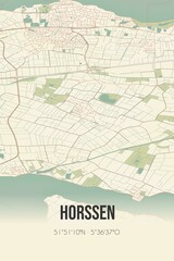 Retro Dutch city map of Horssen located in Gelderland. Vintage street map.