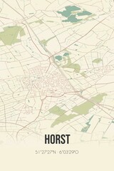 Retro Dutch city map of Horst located in Limburg. Vintage street map.