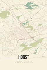 Obraz premium Retro Dutch city map of Horst located in Limburg. Vintage street map.