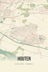 Fototapeta premium Retro Dutch city map of Houten located in Utrecht. Vintage street map.