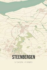 Retro Dutch city map of Steenbergen located in Noord-Brabant. Vintage street map.