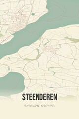 Retro Dutch city map of Steenderen located in Gelderland. Vintage street map.