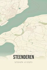 Obraz premium Retro Dutch city map of Steenderen located in Gelderland. Vintage street map.
