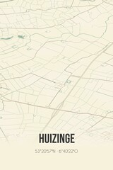 Fototapeta premium Retro Dutch city map of Huizinge located in Groningen. Vintage street map.