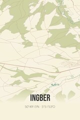 Retro Dutch city map of Ingber located in Limburg. Vintage street map.