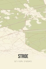 Retro Dutch city map of Stroe located in Gelderland. Vintage street map.