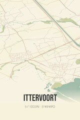 Retro Dutch city map of Ittervoort located in Limburg. Vintage street map.
