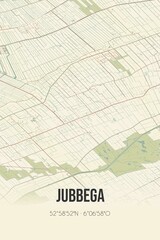 Obraz premium Retro Dutch city map of Jubbega located in Fryslan. Vintage street map.