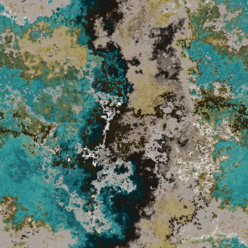 A 3d digital rendering of a seamless pattern like marble with turquoise, green and gray.