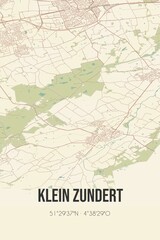 Retro Dutch city map of Klein Zundert located in Noord-Brabant. Vintage street map.