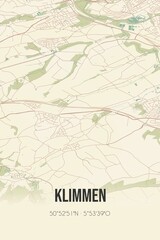 Obraz premium Retro Dutch city map of Klimmen located in Limburg. Vintage street map.