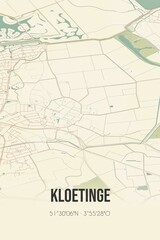 Obraz premium Retro Dutch city map of Kloetinge located in Zeeland. Vintage street map.