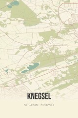 Retro Dutch city map of Knegsel located in Noord-Brabant. Vintage street map.