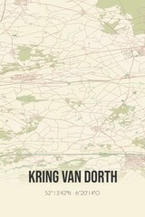 Retro Dutch city map of Kring van Dorth located in Gelderland. Vintage street map.