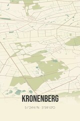 Fototapeta na wymiar Retro Dutch city map of Kronenberg located in Limburg. Vintage street map.