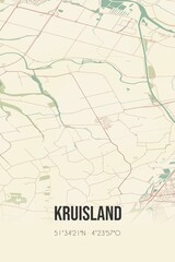Retro Dutch city map of Kruisland located in Noord-Brabant. Vintage street map.