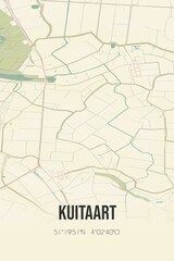 Retro Dutch city map of Kuitaart located in Zeeland. Vintage street map.