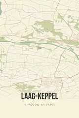 Retro Dutch city map of Laag-Keppel located in Gelderland. Vintage street map.