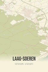 Retro Dutch city map of Laag-Soeren located in Gelderland. Vintage street map.