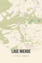 Retro Dutch city map of Lage Mierde located in Noord-Brabant. Vintage street map.