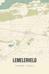 Retro Dutch city map of Lemelerveld located in Overijssel. Vintage street map.