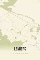 Retro Dutch city map of Lemiers located in Limburg. Vintage street map.
