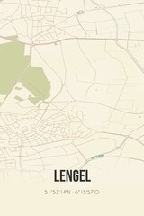 Retro Dutch city map of Lengel located in Gelderland. Vintage street map.