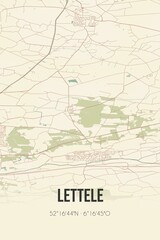 Retro Dutch city map of Lettele located in Overijssel. Vintage street map.