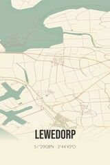 Obraz premium Retro Dutch city map of Lewedorp located in Zeeland. Vintage street map.