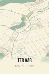 Retro Dutch city map of Ter Aar located in Zuid-Holland. Vintage street map.