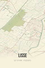 Obraz premium Retro Dutch city map of Lisse located in Zuid-Holland. Vintage street map.