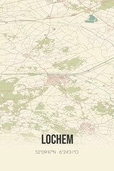 Retro Dutch city map of Lochem located in Gelderland. Vintage street map.