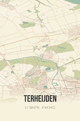 Retro Dutch city map of Terheijden located in Noord-Brabant. Vintage street map.