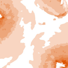 Abstract blots in trendy autumnal orange hues in watercolor manner. Background texture. Isolate