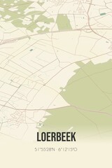 Retro Dutch city map of Loerbeek located in Gelderland. Vintage street map.