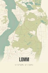 Retro Dutch city map of Lomm located in Limburg. Vintage street map.