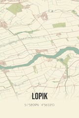 Retro Dutch city map of Lopik located in Utrecht. Vintage street map.