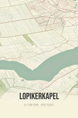 Retro Dutch city map of Lopikerkapel located in Utrecht. Vintage street map.