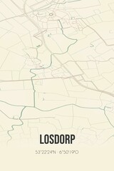 Retro Dutch city map of Losdorp located in Groningen. Vintage street map.