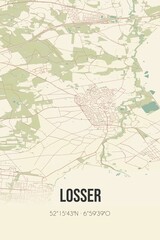 Retro Dutch city map of Losser located in Overijssel. Vintage street map.