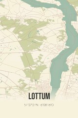 Retro Dutch city map of Lottum located in Limburg. Vintage street map.