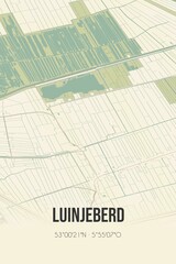 Fototapeta premium Retro Dutch city map of Luinjeberd located in Fryslan. Vintage street map.