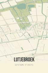 Retro Dutch city map of Lutjebroek located in Noord-Holland. Vintage street map.
