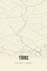 Obraz premium Retro Dutch city map of Tirns located in Fryslan. Vintage street map.