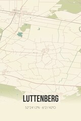 Retro Dutch city map of Luttenberg located in Overijssel. Vintage street map.