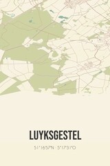 Retro Dutch city map of Luyksgestel located in Noord-Brabant. Vintage street map.