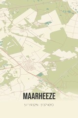 Retro Dutch city map of Maarheeze located in Noord-Brabant. Vintage street map.